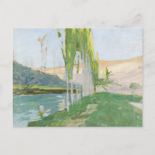 Postal Poplares cultivando cerca de un curso de agua