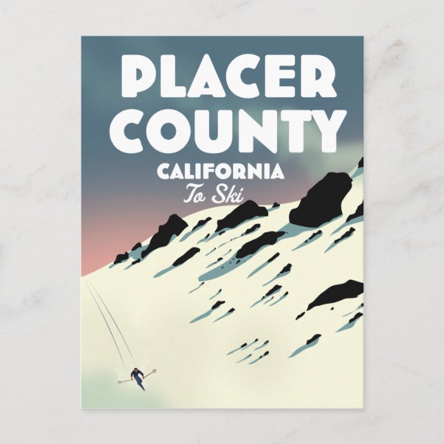 Postal Popositor de esquí de Placer County California (Anverso)