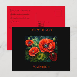 Postal Poppies de Día de Recuerdo. Editable