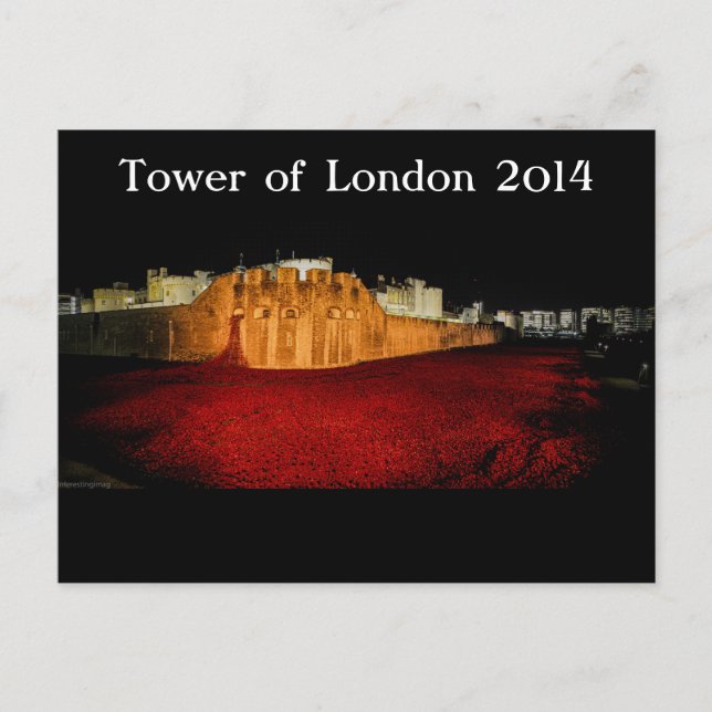 Postal Poppies en la Torre de Londres - Panorama nocturno (Anverso)