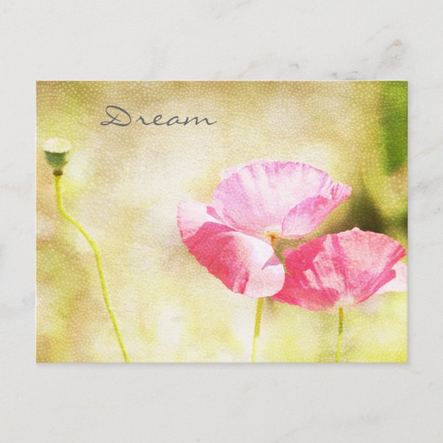 Postal Poppies rosados inspirados (Anverso)