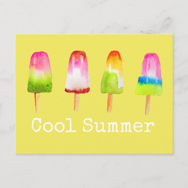 Postal Popsicle helado bloque Verano acuarela lindo (Anverso)
