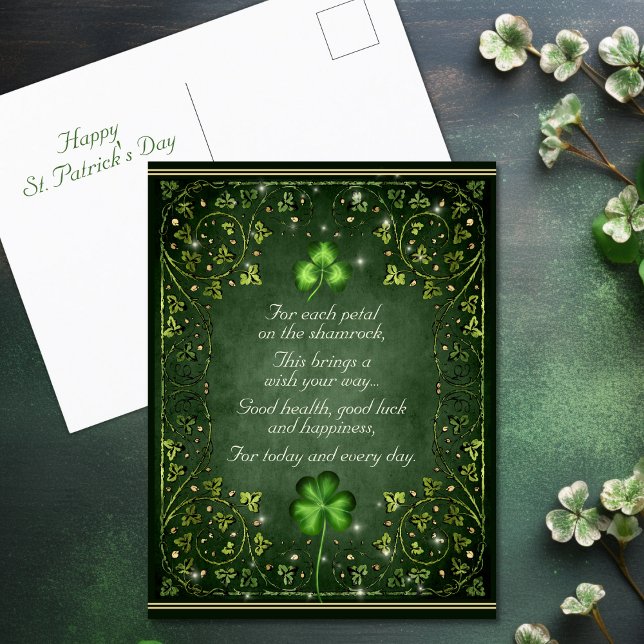 Postal Por cada Petal en el Día de Shamrock St Patrick (For Each Petal on the Shamrock St Patrick's Day Postcard)