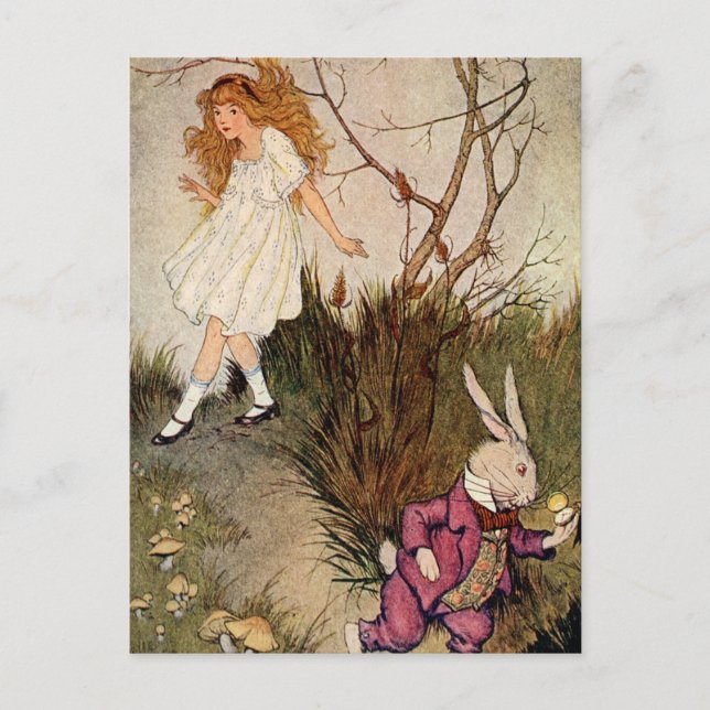 Postal Por el agujero de conejo (Anverso)