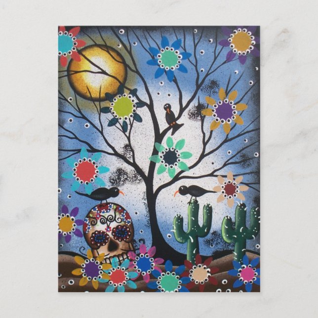 Postal Por el día del muerto, mexicano, cráneo, DOD de (Anverso)