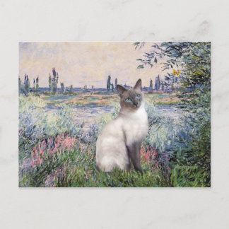 Postal Por el Sena - gato siamés de punto azul