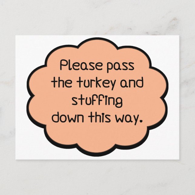 Postal Por favor, pase la Turquía y la llanta (Anverso)