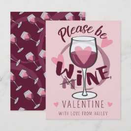 Postal Por favor sé mío Vino Valentine Gracioso texto Ros