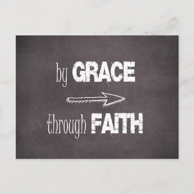 Postal Por Grace a través de Faith Bible Verse (Anverso)