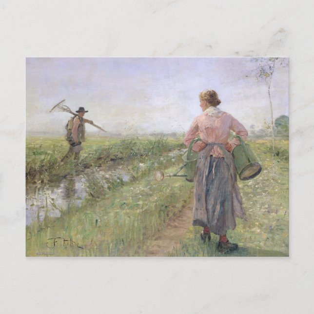 Postal Por la mañana, 1889 (Anverso)