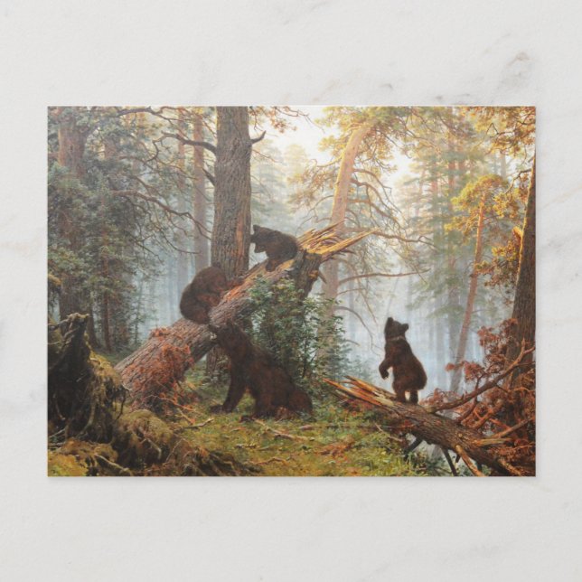 Postal Por la mañana en un pinar (Anverso)