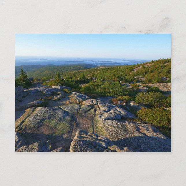 Postal Por la mañana sobre la montaña Cadillac en Acadia (Anverso)