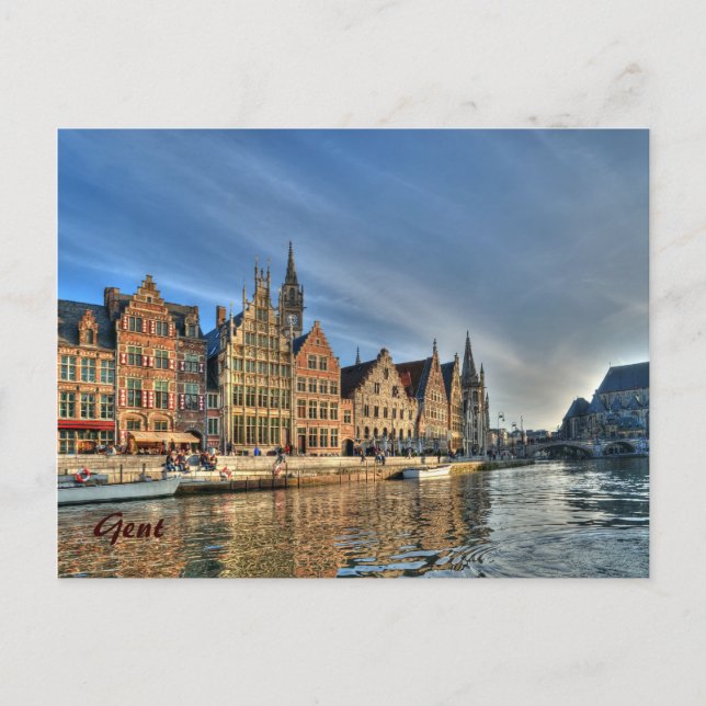 Postal Por la noche en Gent (Anverso)