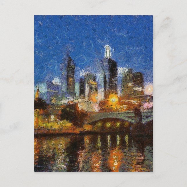 Postal Por la noche en Melbourne (Anverso)
