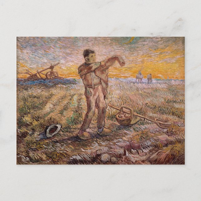 Postal Por la noche, fin del día, Vincent van Gogh (Anverso)
