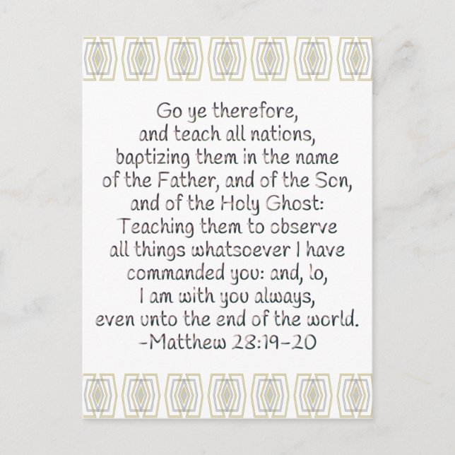 Postal Por lo tanto, ve tú y enseña a todas las naciones (Anverso)