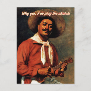 Postal Por qué sí juego la carta de Ukulele