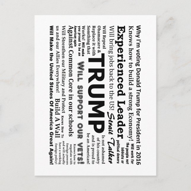 Postal Por qué voy a votar por Donald Trump (Anverso)