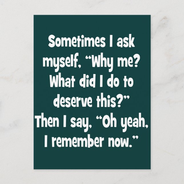 Postal ¿Por qué yo? ¿Qué hice para merecer esto? (Anverso)