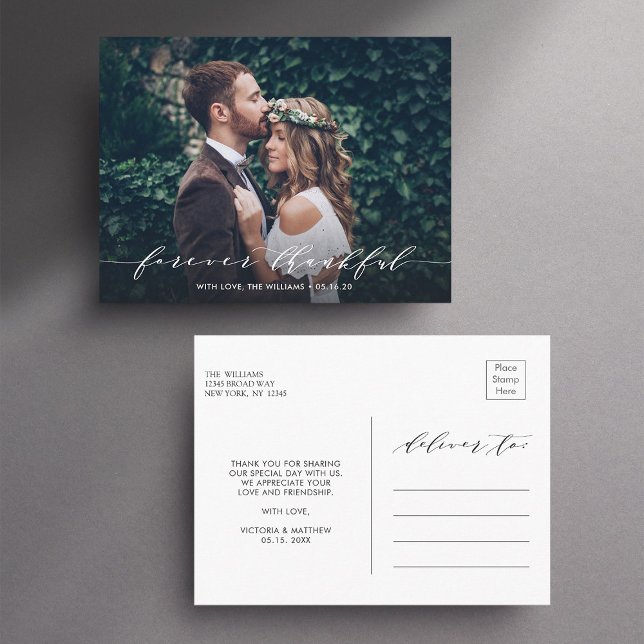 Postal Por siempre agradecido | Gracias Boda Photo (Front & Back)