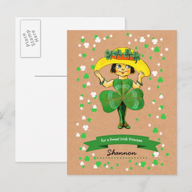 Postal Por un dulce Princesa Irlandesa el Día de San Patr (Anverso / Reverso)
