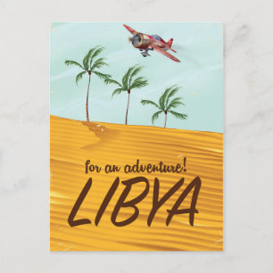 Postal ¡Por una aventura! Afiche de viaje de Libia
