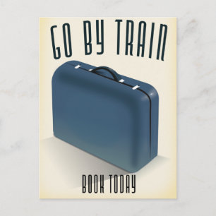 Postal ¡Por unas vacaciones! Ir en tren