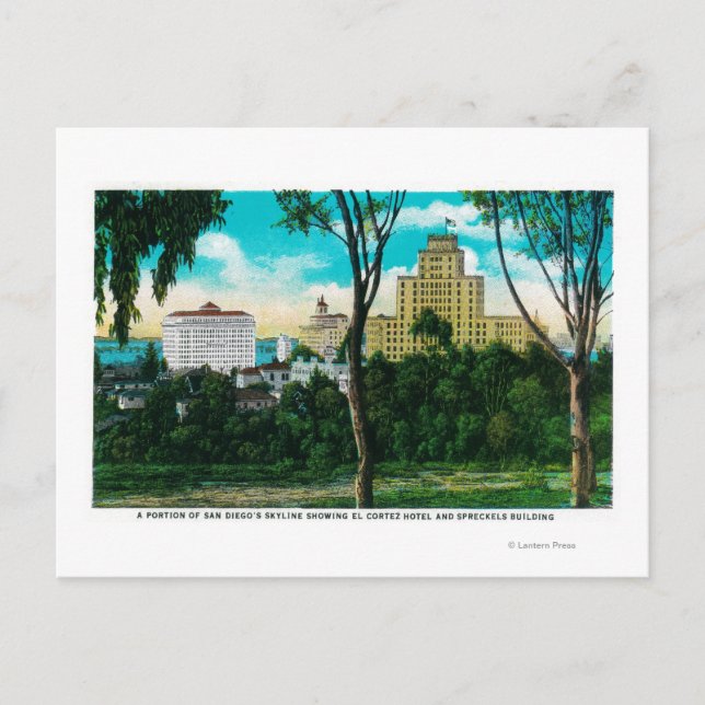 Postal Porción del Skyline de San Diego que muestra El Co (Anverso)