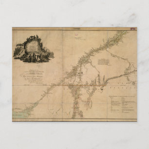 Postal Porción habitada de Canadá en el mapa de 1777
