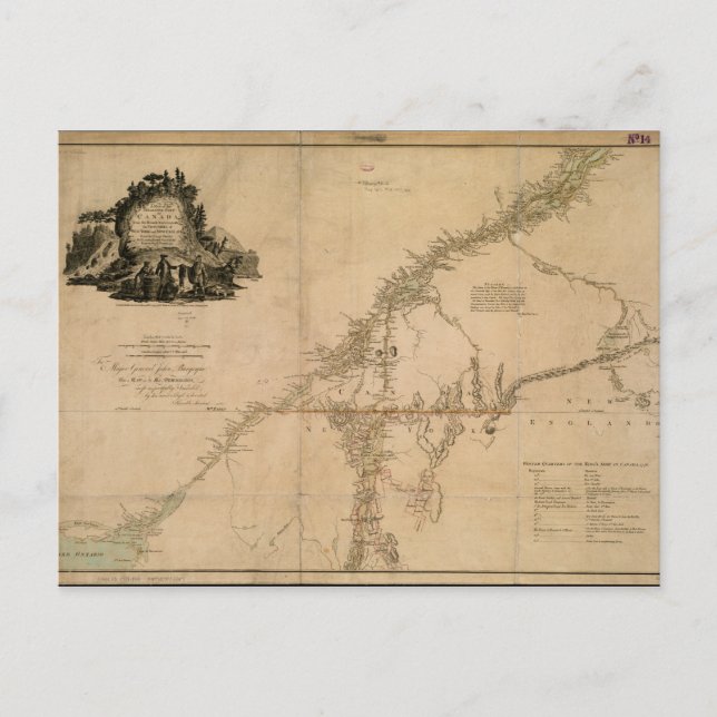 Postal Porción habitada de Canadá en el mapa de 1777 (Anverso)