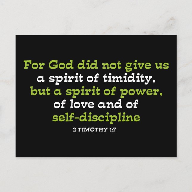 Postal Porque Dios no nos dio un Espíritu de timidez (Anverso)