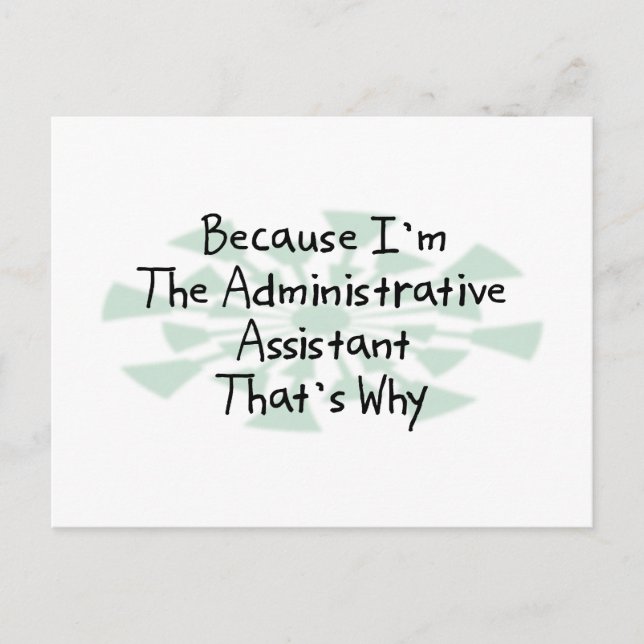 Postal Porque soy el asistente administrativo (Anverso)