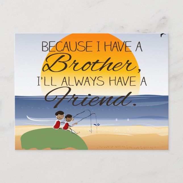 Postal Porque tengo un hermano, siempre tendré un amigo (Anverso)