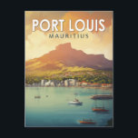 Postal Port Louis Mauricio Arte de Viaje Vintage<br><div class="desc">Diseño de viaje retro de Port Louis vector. Port Louis es la capital de Mauricio,  en el Océano Índico.</div>