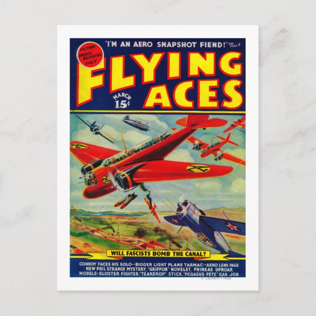 Postal Portada 3 de la revista Flying Aces (Anverso)