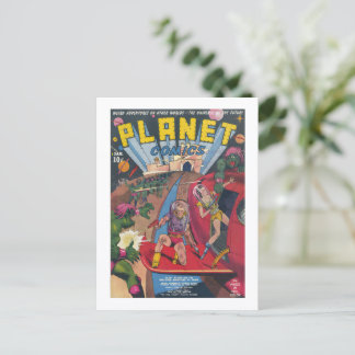 Postal Portada de cómic de ciencia ficción vintage