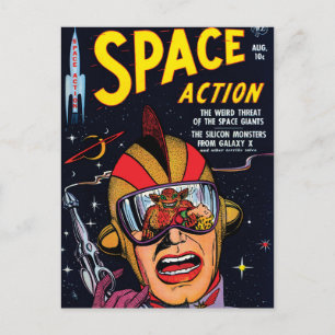 Postal Portada de cómic de ciencia ficción vintage Acción