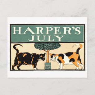 Postal Portada de Harper's de julio de 1898 con gatos