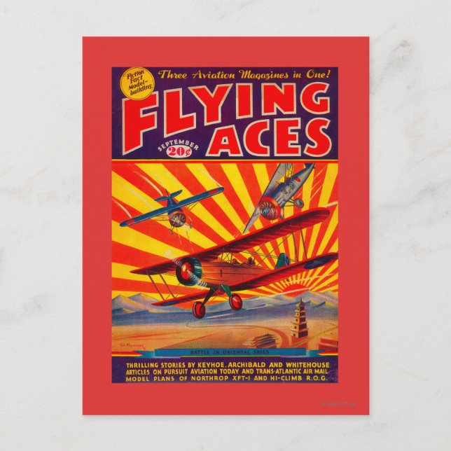 Postal Portada de la revista Flying Aces (Anverso)