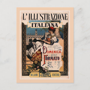 Postal Portada de la revista Italiana Art Nouveau de 1890