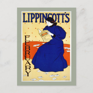 Postal Portada de la revista Vintage de Lippincott en feb