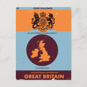 Postal Portada de libro de mapas antiguos de Gran Bretaña
