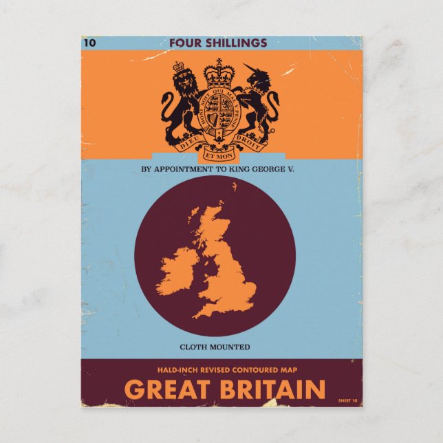 Postal Portada de libro de mapas antiguos de Gran Bretaña (Anverso)