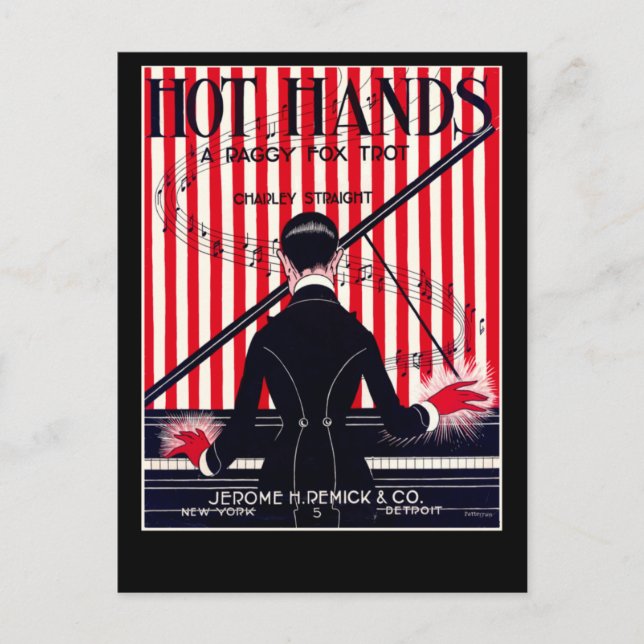Postal Portada de música rag manos calientes (Anverso)