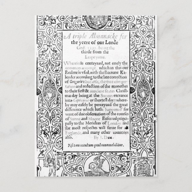 Postal Portada de un calendario romano, 1591 (Anverso)