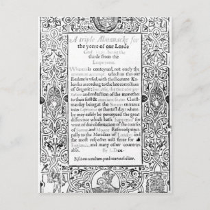 Postal Portada de un calendario romano, 1591