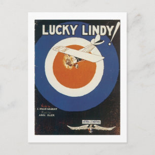 Postal Portada del libro de canciones Lucky Lindy Vintage