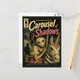 Postal Portada del libro de fantasía y terror Carusel de 