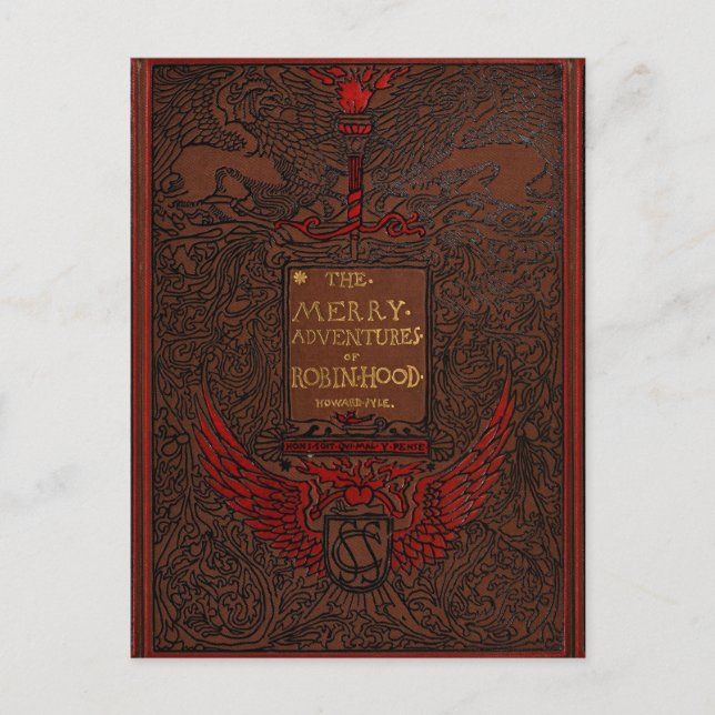 Postal Portada del libro de Robin Hood de enlace antiguo (Anverso)