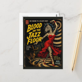 Postal Portada del libro de terror Misterio Asesino Cebra